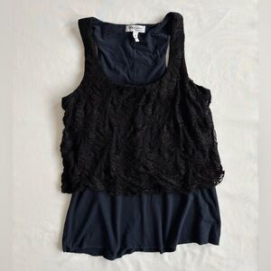 (Y2K) Speechless black tank top with black lace crop top (size M)